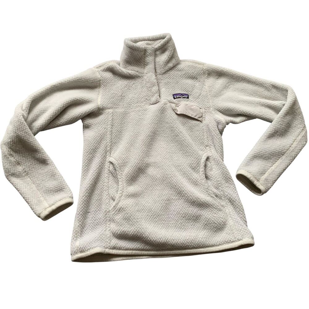 Patagonia Re-Tool Snap-T Pullover POLARTEC white Fleece Jacket Women XS